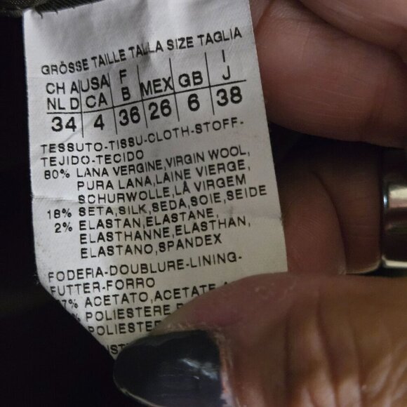 Max Mara Brown Patterned Wool Silk Asymetrical Button-Front Jacket Size 4 - Picture 9 of 9